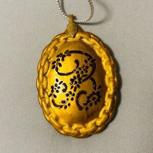 Hand Oainted Gold Pendant with the Letter B